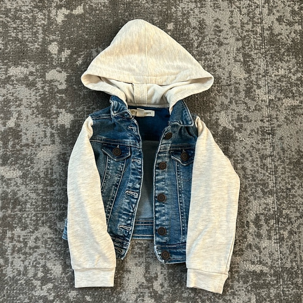 Tucker and Tate Kids Jean Jacket with Sweatshirt Sleeves and Hood